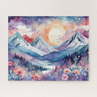 Puzzle Watercolor Winter Mountains Boho Aesthétique Puzzl