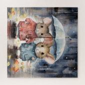 Puzzle Watercolour Mice in The Rain (Horizontal)