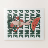 Puzzle watermelon, flowers, and  palestine text Repeat  (Horizontal)