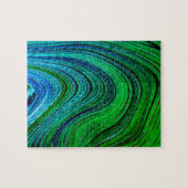 Puzzle Waves Wavy Green Blue Abstract Modern Fractal Art  (Horizontal)