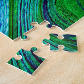 Puzzle Waves Wavy Green Blue Abstract Modern Fractal Art  (Côté)
