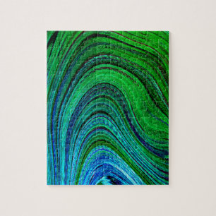 Puzzle Waves Wavy Green Blue Abstract Modern Fractal Art 