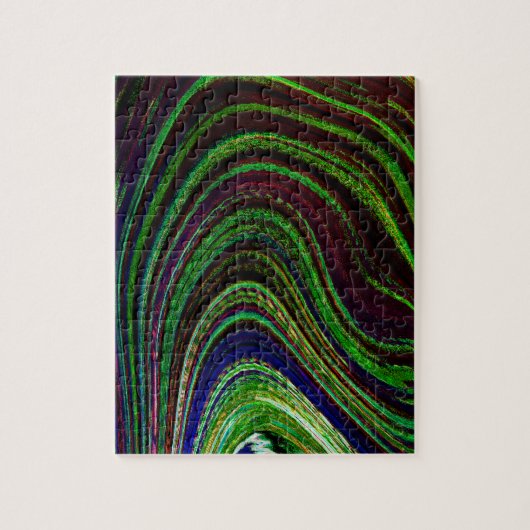 Puzzle Waves Wavy Green Blue Red Abstract Fractal Modern (Vertical)
