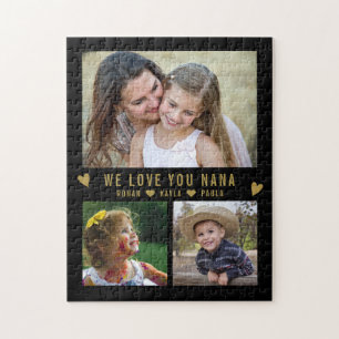 Puzzle We Love You Nana 3 Photo Collage Black