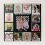 Puzzle We Love You Nana & Papa 13 Grandkids Photo Collage<br><div class="desc">Créez votre propre casse-tête photo collage pour grands-parents avec 12 photos préférées de petits-enfants sur une photo noire arrière - plan et grand-père et grand-mère au centre.</div>