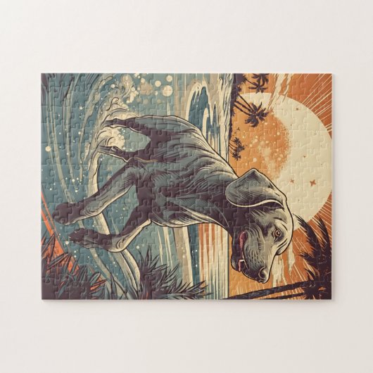 Puzzle Weimaraner à la plage (Horizontal)