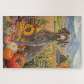 Puzzle Weimaraner Chien Moisson d'automne Thanksgiving (Horizontal)