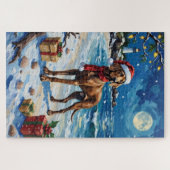 Puzzle Weimaraner Christmas Beach Holiday (Horizontal)