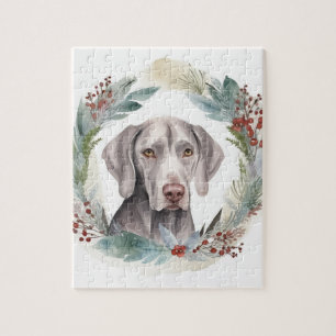 Puzzle Weimaraner Christmas Wreath Festive Pup