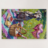Puzzle Weimaraner Dog Valentine's Day Rosé Picnic (Horizontal)