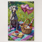 Puzzle Weimaraner Dog Valentine's Day Rosé Picnic (Vertical)