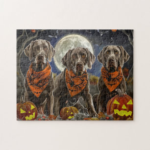 Puzzle Weimaraner Halloween Effrayant