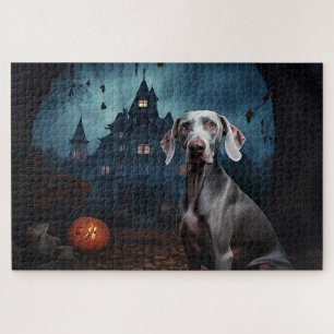 Puzzle Weimaraner Halloween Épouvantable