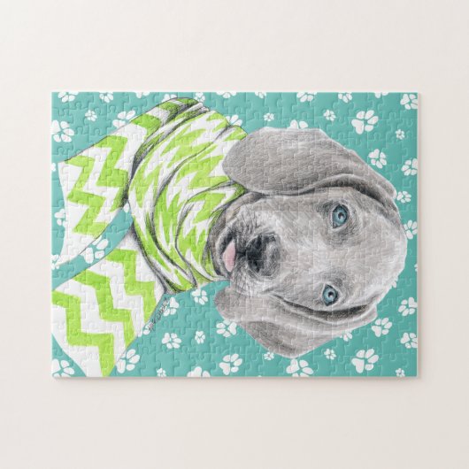 Puzzle Weimaraner mignon chiot avec foulard Portrait de c (Horizontal)