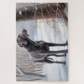 Puzzle Weimaraner Qu'il neige Noël (Vertical)