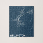 Puzzle Wellington Minimalist City Map Line Art in Blue<br><div class="desc">Wellington,  New Zealand Minimalist City Map Line Art in Blue Puzzle</div>