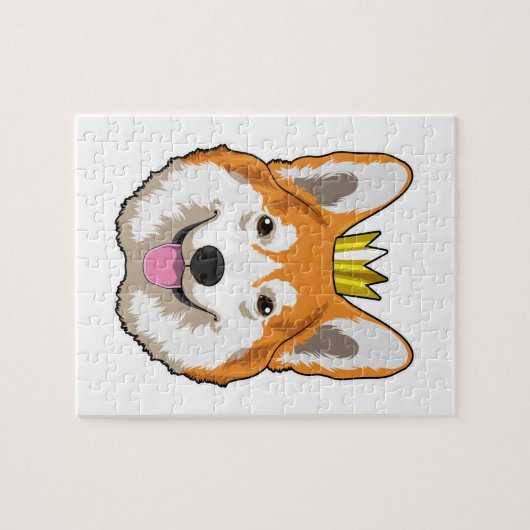 Puzzle Welsh corgi with Crown (Horizontal)