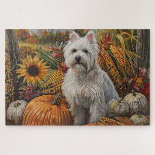 Puzzle West Highland White Terrier Automne Thankgiving