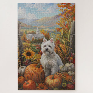 Puzzle West Highland White Terrier Automne Thankgiving