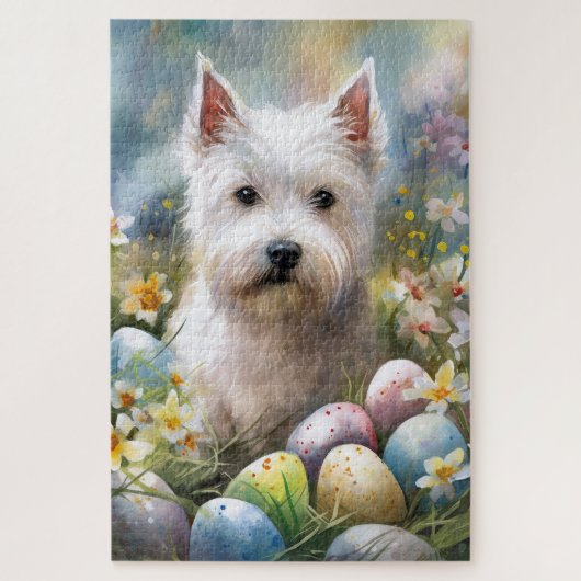 Puzzle West Highland White Terrier OEufs de Pâques Vacanc (Vertical)