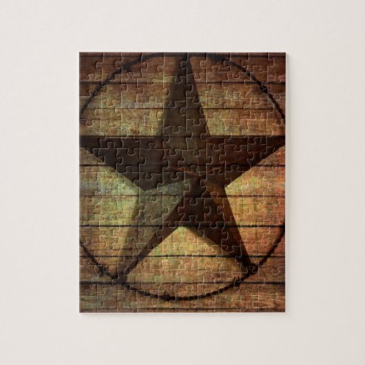 Puzzle Western Country Primitive Grange Wood Texas Star (Vertical)
