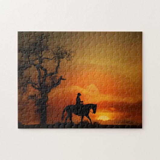 Puzzle Western PleasasTrail équitation Sunset Horse (Horizontal)