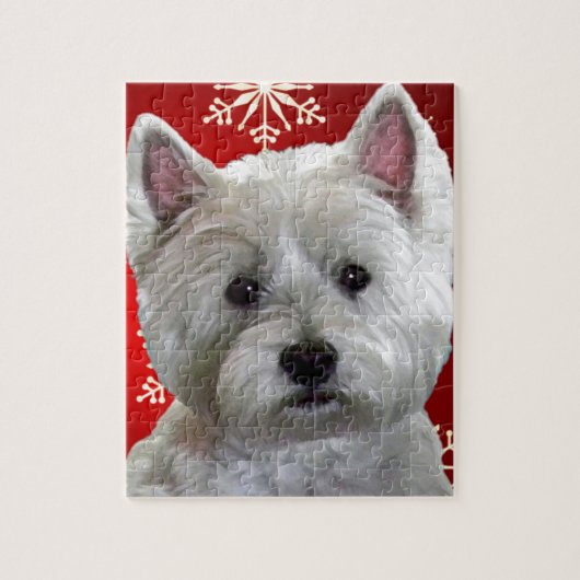 PUZZLE WESTIE AVEC DES FLOCONS DE NEIGE (Vertical)