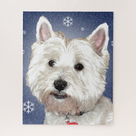 Puzzle Westie BLEU de NOËL (Vertical)
