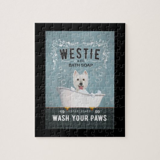 Puzzle Westie Dog Bath Soap West Highland White Terrier (Vertical)