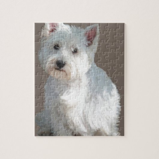 PUZZLE WESTIE SUR LE TAUPE (Vertical)