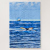 Puzzle Whale Tail Ship sur Blue Ocean Horizon (Vertical)