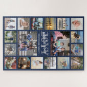Puzzle What a Year Family Photo Collage Navy Blue Holiday (Horizontal)