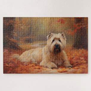 Puzzle Wheaten Terrier dans les feuilles d'automne chute
