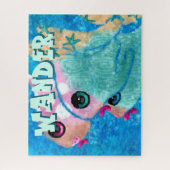 Puzzle Whimsical Abstract Fish Trio Blue Personalized (Vertical)