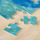 Puzzle Whimsical Abstract Fish Trio Blue Personalized (Côté)