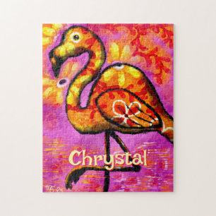 Puzzle Whimsical Abstrait Flamant rose Bird Personnalisé