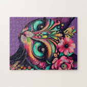 Puzzle Whimsical Big Eye Retro Diva Chat Kitty (Horizontal)