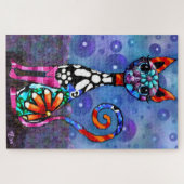 Puzzle Whimsical Big-Eyed Funky Abstract Kitty Cat (Horizontal)
