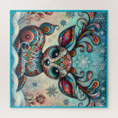 Puzzle Whimsical Big Eyes Christmas Reindeer Folk Art (Horizontal)