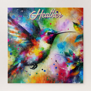 Puzzle Whimsical Colorful Hummingbird Bird Personnalisé