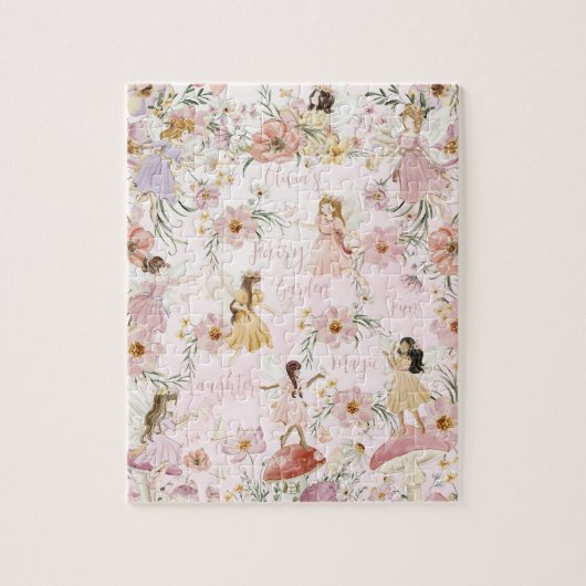 Puzzle Whimsical Cute Fairy Fleur sauvage Garden Meadow (Vertical)