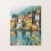 Puzzle Whimsical Italian Lakeside Village Art (Vertical)
