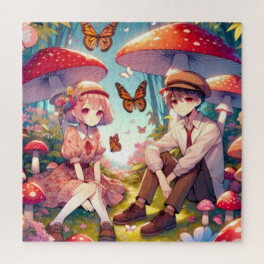 Puzzle Whimsical Romantic Anime Couple (Vertical)