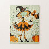 Puzzle whimsical/sorcière/citrouille/chute (Vertical)