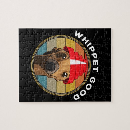 Puzzle Whippet Good Funny 80s Music Dog Design (Horizontal)