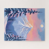 Puzzle Whispering Winter Peaks Mountain Pastel Pink Sky (Horizontal)