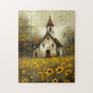 Puzzle White Church Jaune Fleur sauvage Russe