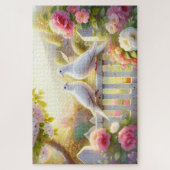 Puzzle White Doves Cottage Garden (Vertical)