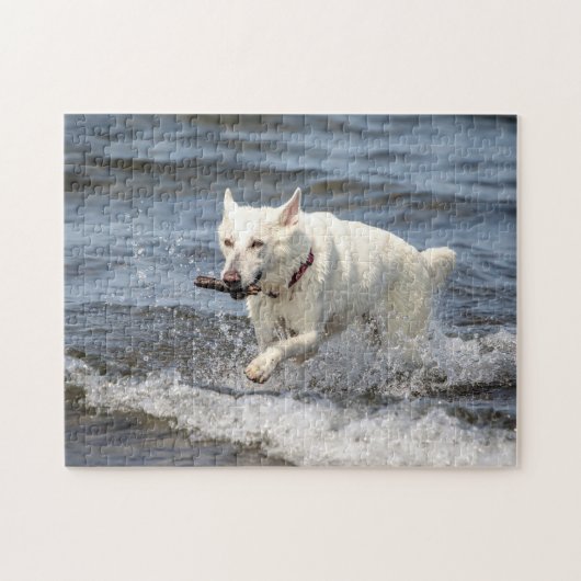 Puzzle White German Shepard sur le lac George (Horizontal)
