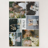 Puzzle White Grey Année & Nom de famille Photo Collage (Vertical)